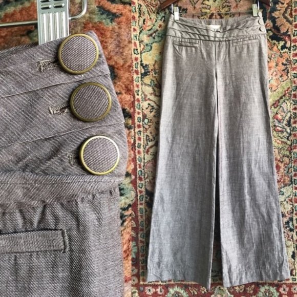 Anthropologie Pants - AnthroWide Leg Trousers Side Button Cumberland Ple